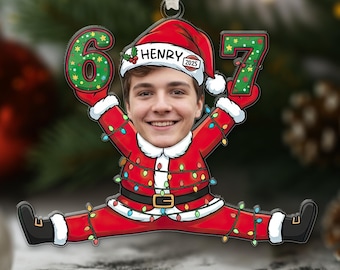 Custom Photo 67 Christmas Ornament – Personalize Funny Teenager Ornament, 67 Meme Ornament,Teen Slang Ornament, Teens Holiday Gift 2025