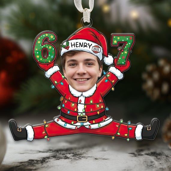 Custom Photo 67 Christmas Ornament – Personalize Funny Teenager Ornament, 67 Meme Ornament,Teen Slang Ornament, Teens Holiday Gift 2025