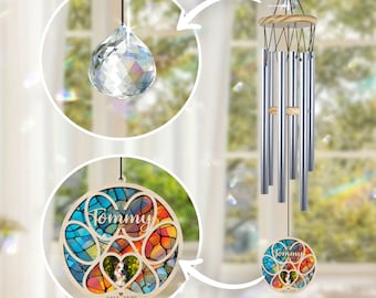 Custom Pet Wind Chime,Pet Memorial Windchime,Pet Loss Sympathy Wind Chime,Memorial Suncatcher,Pet Rememberance Windchime,Dog Photo Gift