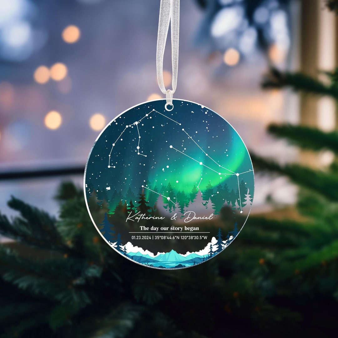 Custom Constellation Star Map Ornament, Night Sky by Date, Night Sky ...