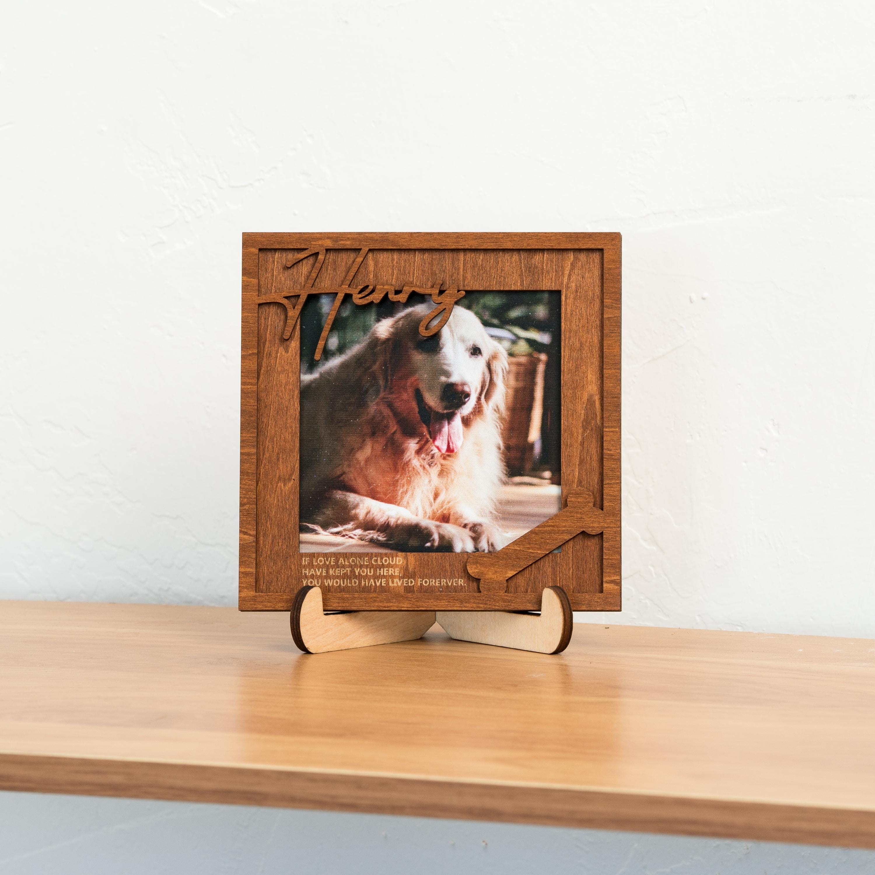 Ricordo Cane Foto Pet 10x15 Cornice Commemorativa Per Animali Domestici - Legno, Girevole, 10x15 Cm, Ricordo Cani E Gatti Legno MDF Marrone Cornici Per Foto Di Cane