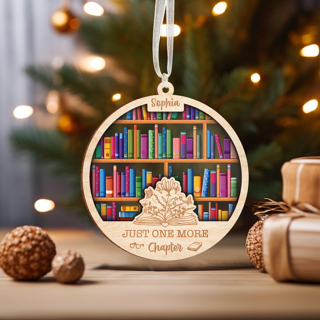Chapter Swirls Just One More Chapter Ornament, Librarian Gift, Bookstack Ornament ...