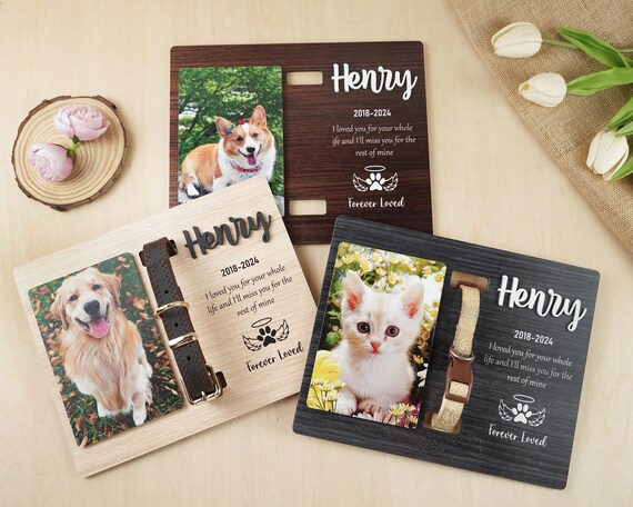 Hundehalsband-Gedenkrahmen Mit Pfotenabdruck – Beileidsgeschenk Bei Haustierverlust, 22,9x22,9 Cm
