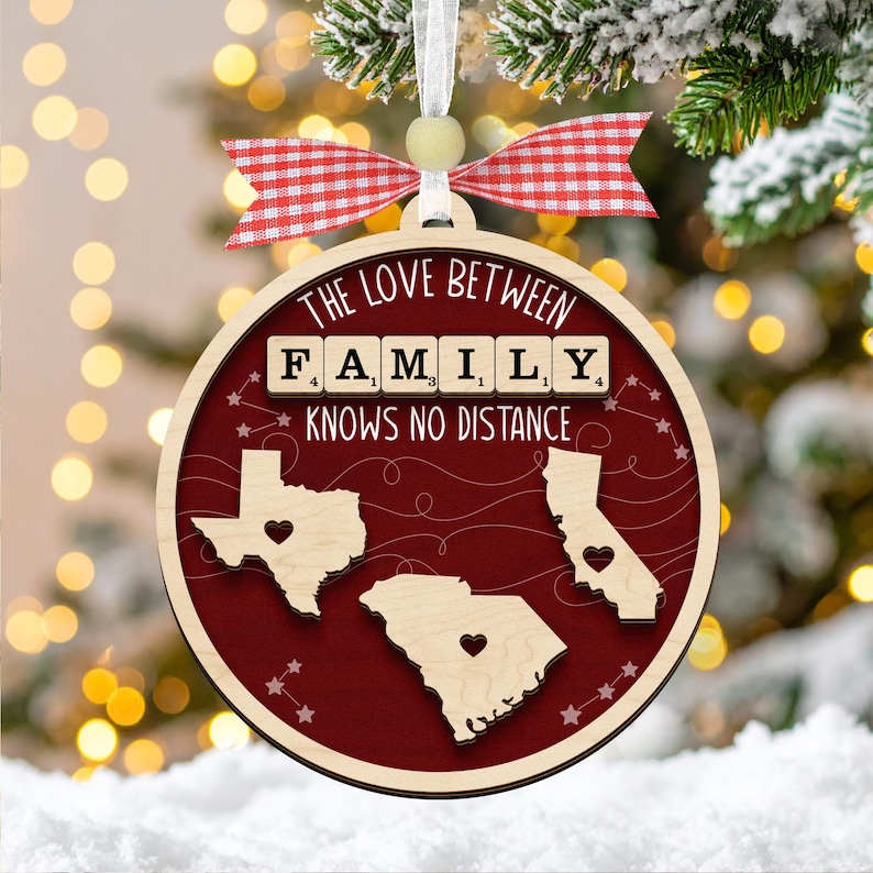 Personalized the Love Between Family Knows No Distance Ornament Wooden ...