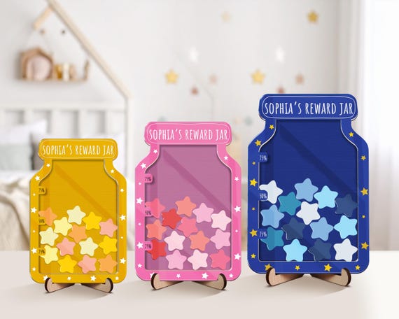 Pot à étoiles Récompense Pour Enfants - Avec 25 étoiles - Système De Motivation Routine Quotidienne