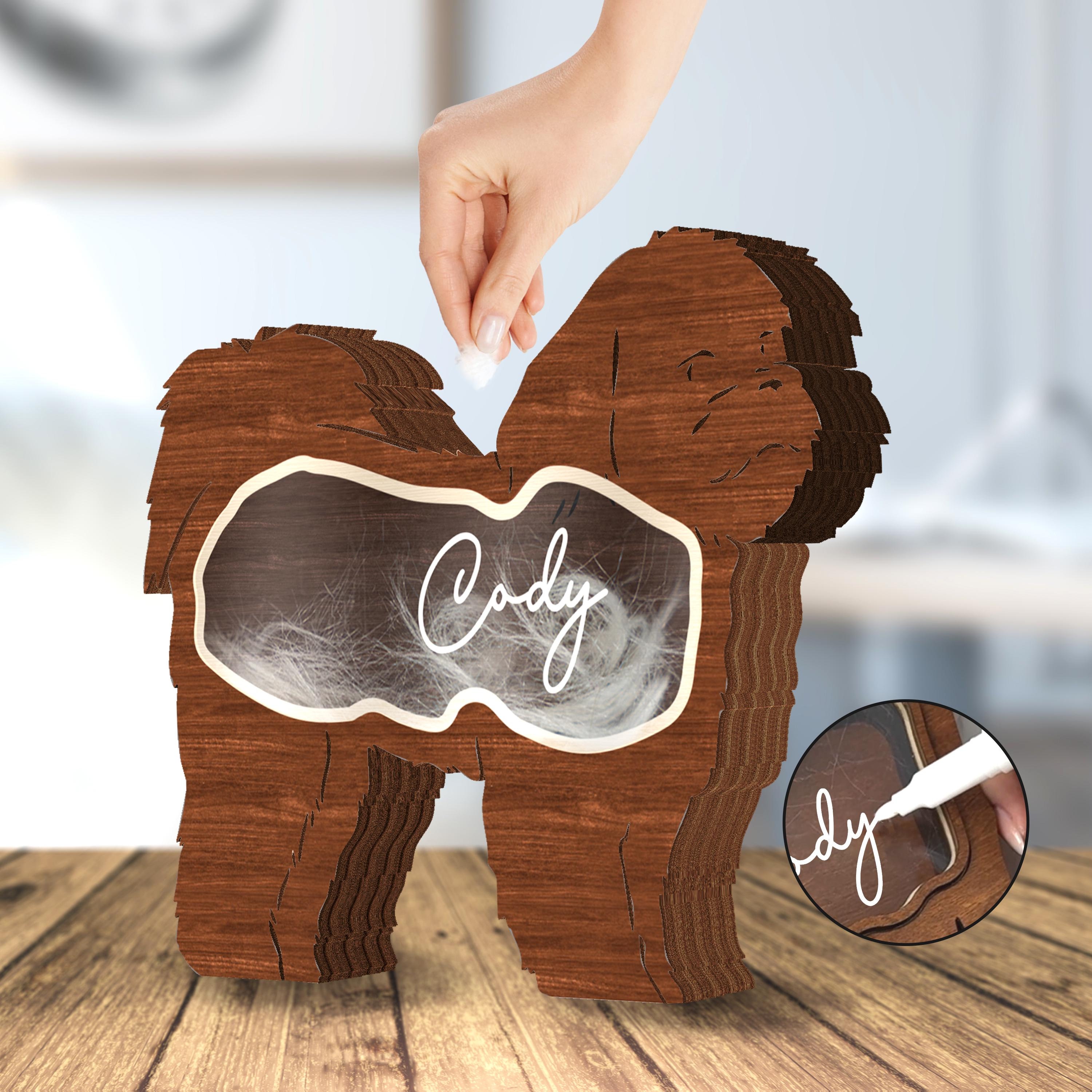 Shih Tzus Hair Keepsake Shadow Box Suncatcher, Shih Tzus Memorial Loss Dog Lover Gift, Dog Teeth Box, Wooden Pet Urn Memorial Shadow Box