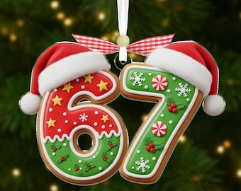 Personalized 67 Christmas Ornament 2025, Six Seven Ornament, Funny Teen Gif, Funny Teenager Ornament, Gen Alpha Humor, Boy Christmas Gifts
