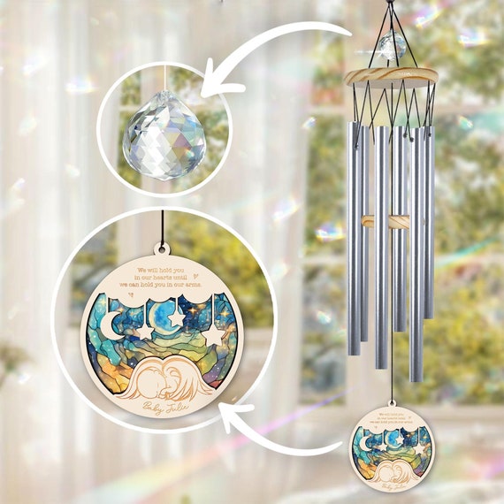 Campanelli A Vento Commemorativi Per Perdita Marito, 81 Cm, Alluminio, Regalo Di Simpatia Con Biglietto