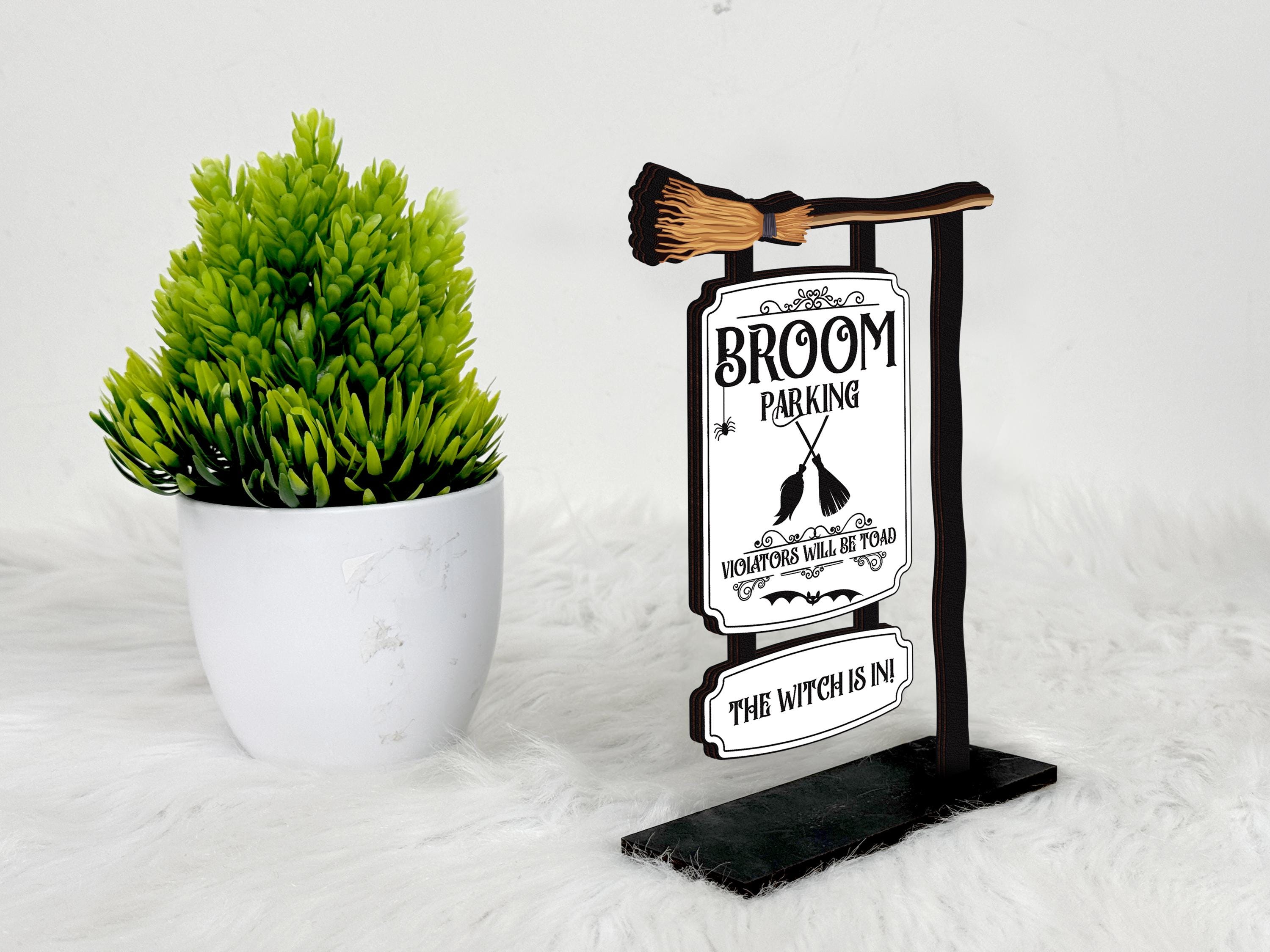 Halloween Broom Parking Sign,halloween Tiered Tray Decor,halloween ...
