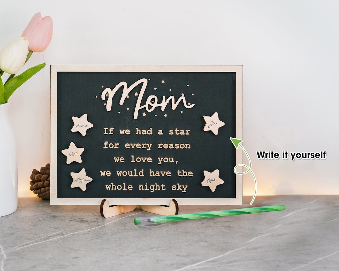 Custom Mom Stars Sign, Stars Wooden Sign, Personalized Mom Dad Sign ...