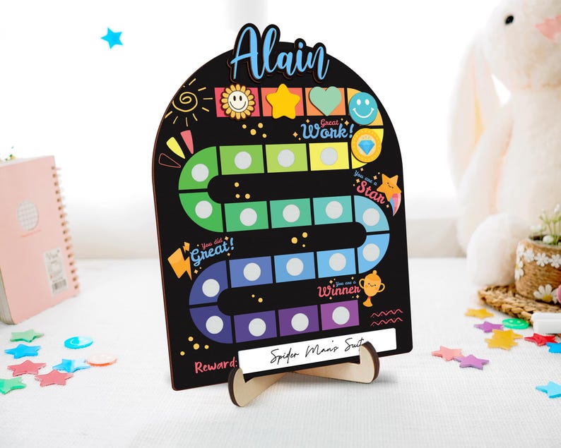 Reward Chart Lettering Magnetic Reward Chart for Kid,reward Jar With Tokens Classroom Teacher ...