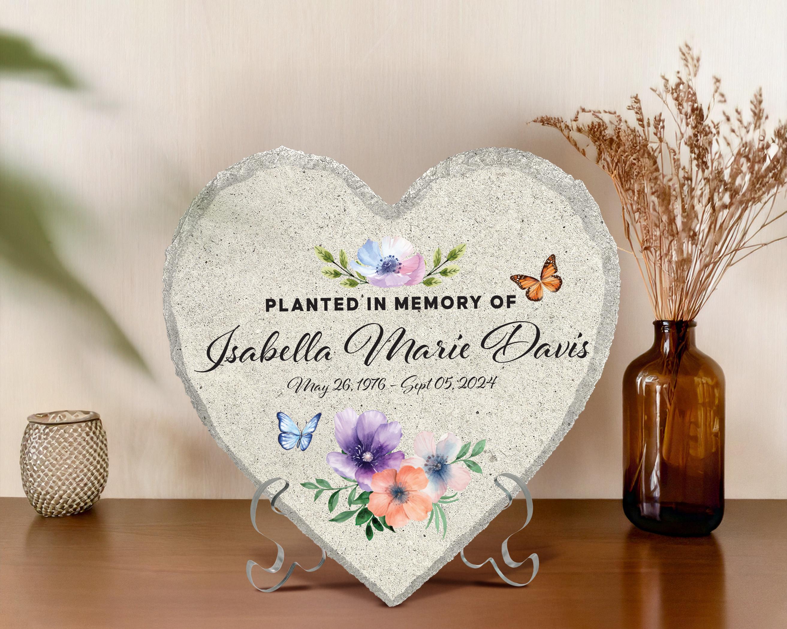 Custom Memorial Stone,planted in Memory Flat Garden Stone,sympathy Gift ...
