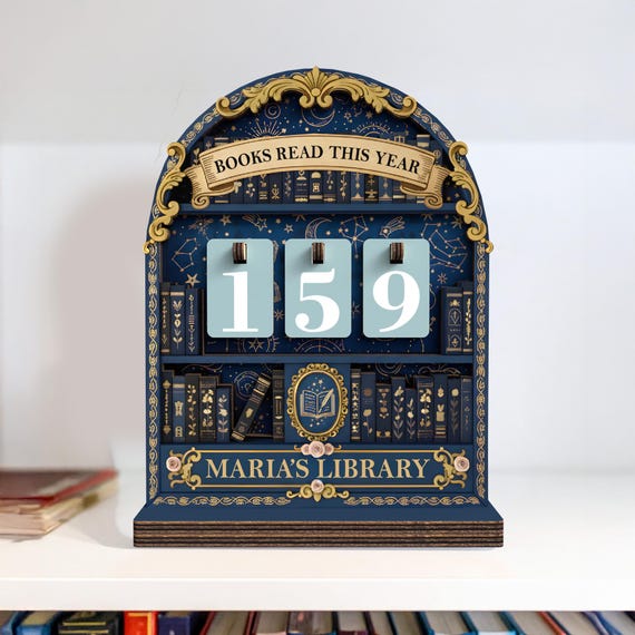 Vintage Book Read Tracker, Personalized Book Lover Gift, Reading Tracker, Books Read This Year Counter, Reading Lover Gift, Library Decor