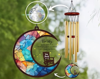 Memorial Gift Personalized, The Sky Looks Different Memorial Wind Chimes, Suncatcher Wind Chimes, Sympathy Gift, Loss Of Father, Loss of Mom