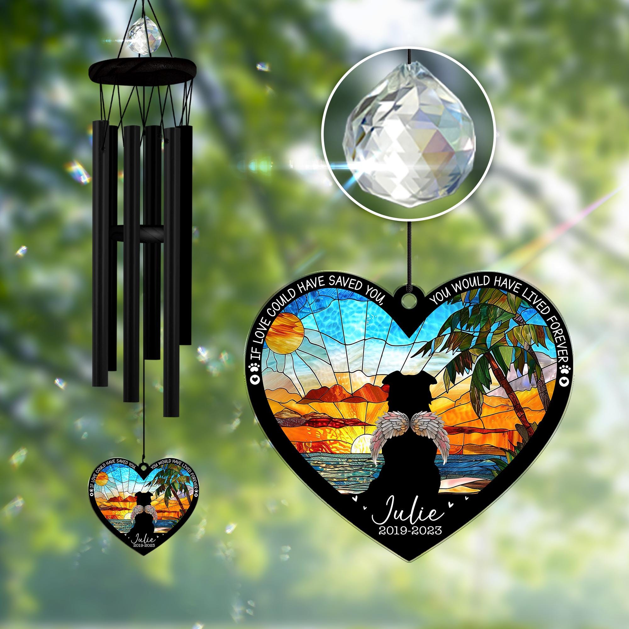 Personalized Pet Memorial Wind Chime,Loss Of Dog Pet Sympathy Suncatcher,Dog Memorial Gift,Listen to the Wind,Bereavement,Cat Remembrance
