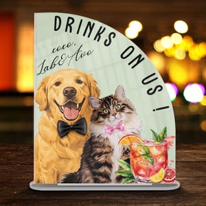 Hund Katze Signature Cocktails Hochzeitsschild, Haustier Signature Drink Hochzeit Bar Menü Haustier Cocktails Schild Haustier Dekor Geschenk für Braut und Bräutigam