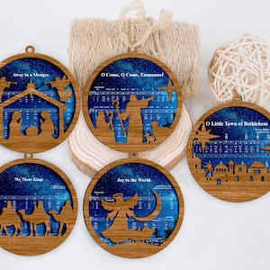 Set of 5 Pieces Nativity Christmas Ornament,Music Sheet Nativity Ornament,Meaningful Christmas Gift,Christian Gift,Holiday Gift Religious