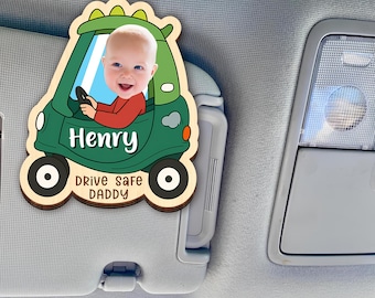Custom Baby Face Car Visor Clip, Personalized Fathers Day Gift For Dad, Gift For Mommy, Funny Photo Drive Car Magnet, Daddy,Mommy Gifts,
