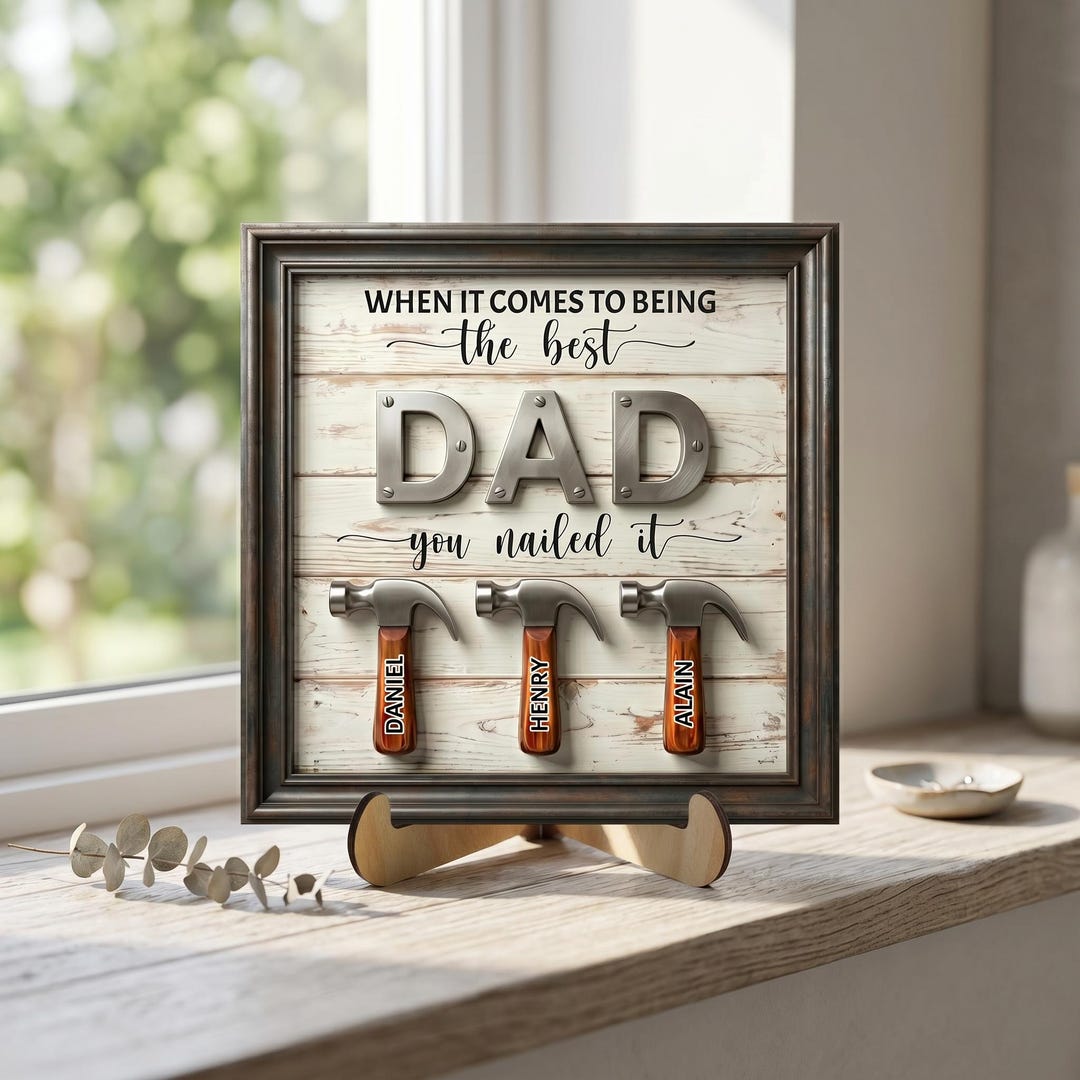 Personalized Father's Day Gift,the Best Dad Ever Sign With Kids Names ...