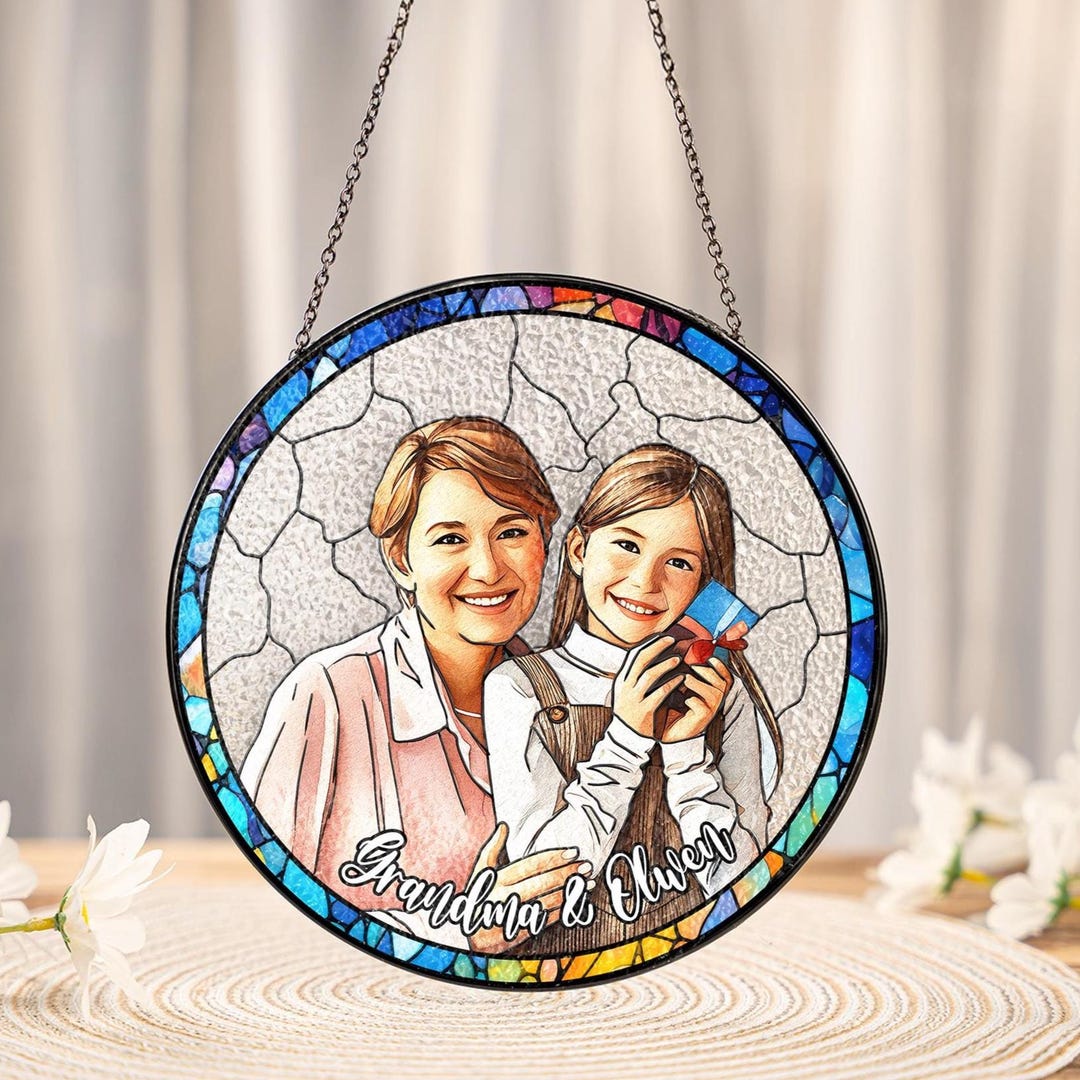 Personalized Portrait Stained Glass Mothers Day Gift for Mom, Mom Gift ...