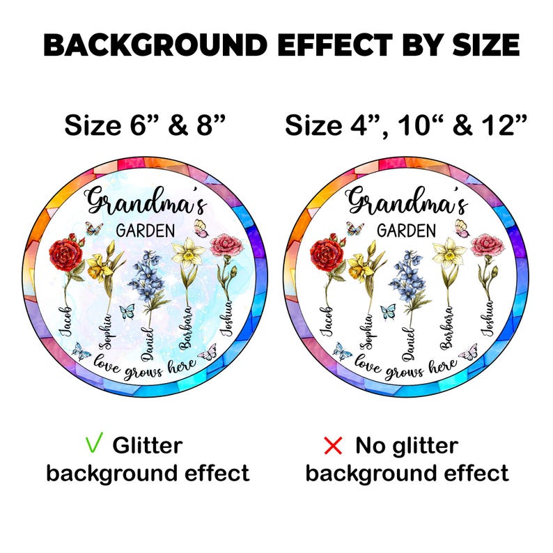 Personalized Grandma's Garden Gift For Grandma, Grandma Gift, Mother's Day Gift For Grandma, Nana Birth Month Flower Stain Glass Suncatcher image 8