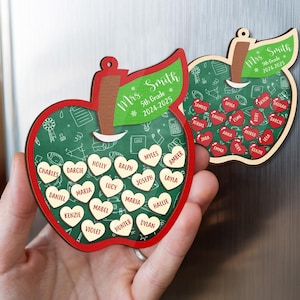 Personalized Teacher Apple Magnet with Studen's name, Teacher Appreciation Gifts, Teacher Magnet, End Of Year Gifts, Thank You Teacher Gifts
