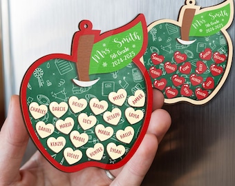 Personalized Teacher Apple Magnet with Studen's name, Teacher Appreciation Gifts, Teacher Magnet, End Of Year Gifts, Thank You Teacher Gifts