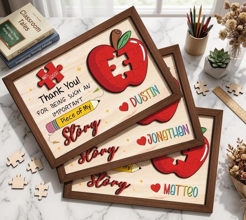 Thank You Teacher Gift, Personalized Teacher Puzzle Sign, Appreciation ...