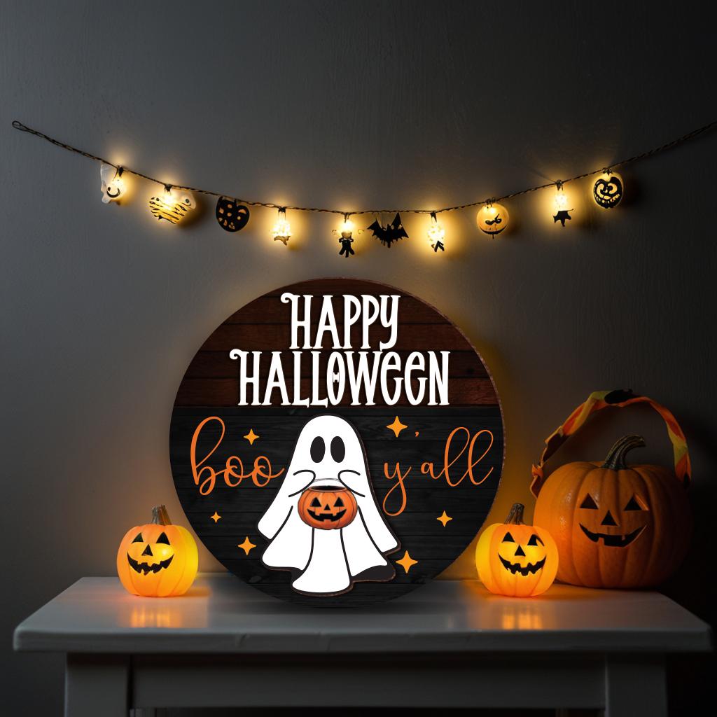 Custom Halloween Front Door Decor,halloween Door Hanger,ghost Door Sign ...