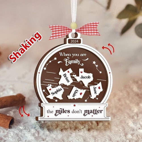 Adorno de amistad a larga distancia, regalo de Navidad familiar, cuando son amigos, las millas no importan, adorno de agitación 4D, regalo conmovedor para un amigo