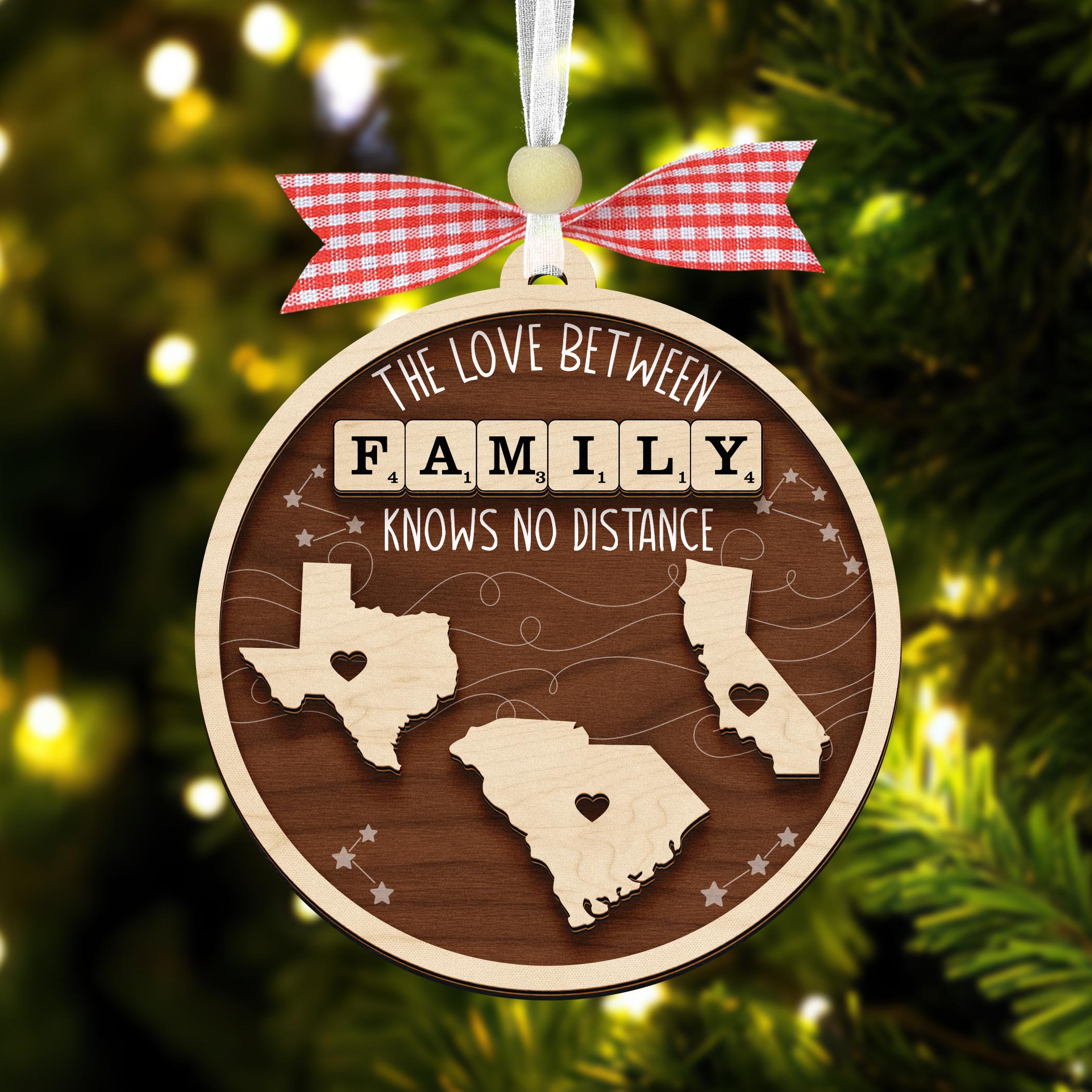 Personalized the Love Between Family Knows No Distance Ornament Wooden ...