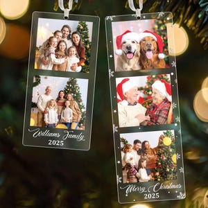 Custom Photo Ornament,Photo Strip Ornament,Family Christmas Ornament,Couples Gift,First Married,Friend Gift,Pet Photo,Baby&#39;s First Holiday