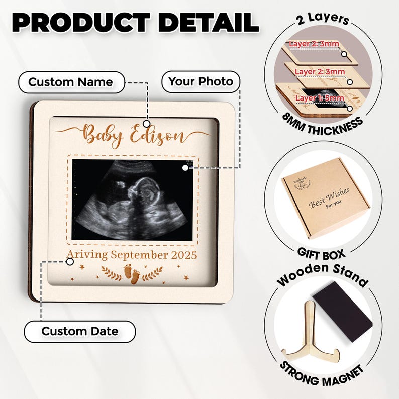 Sonogram Magnets Personalized Ultrasound Magnet, Baby Arriving Birth Announcement Sign ...