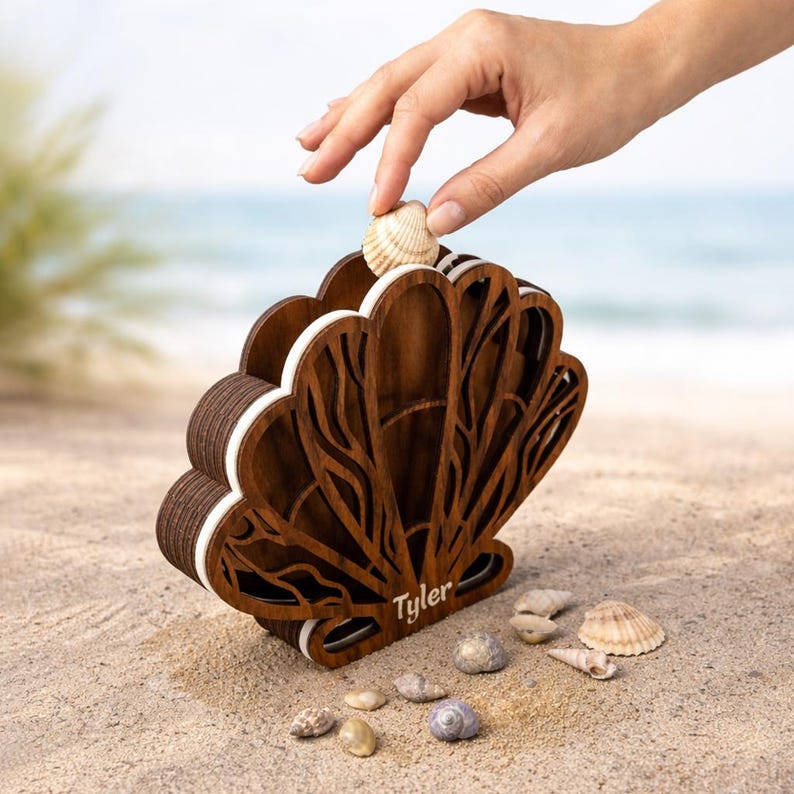 Personalized Seashell Display Frame Beach Memory Box, Sea Glass ...