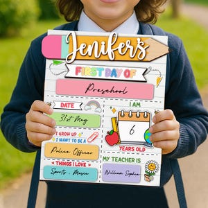Benutzerdefinierter erster Schultag Zeichen, letzter Schultag, austauschbares zurück zu Schulbrett, Foto-Requisite, trocken abwischbare, wiederverwendbar, Vorschulkindgeschenk