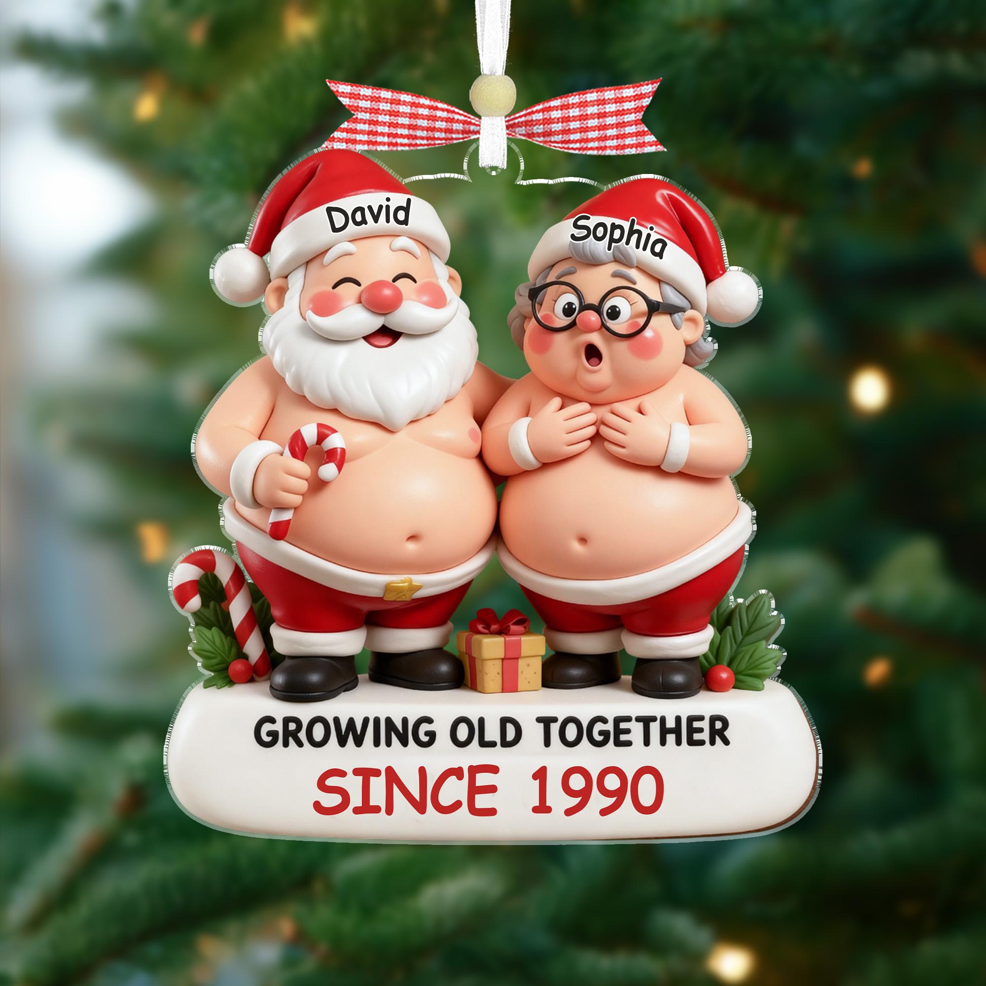 Custom Funny Couple Christmas Ornament 2025, Growing Old Together