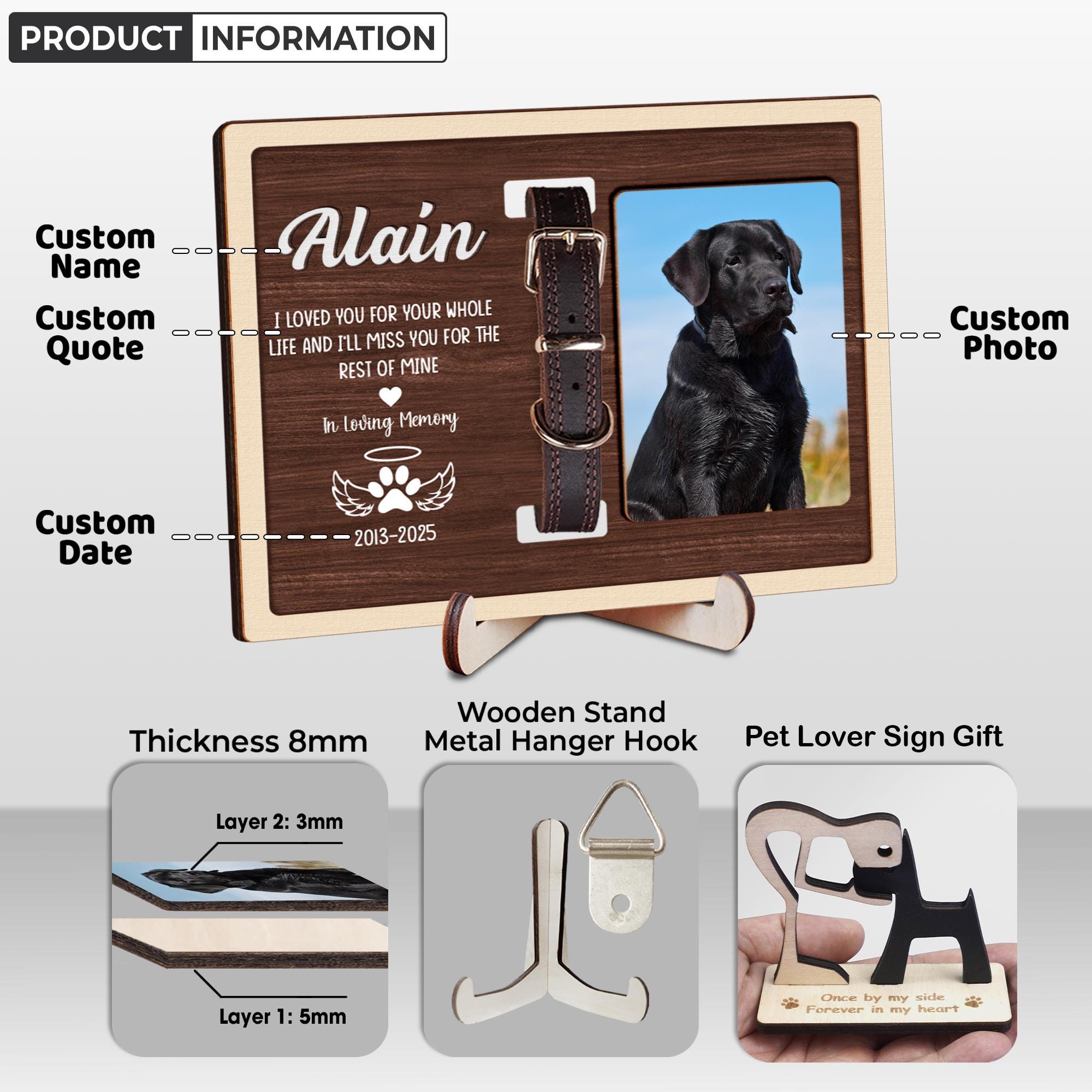 Personalized Memorial Pet Collar Sign With Photo,dog Memorial Wood ...