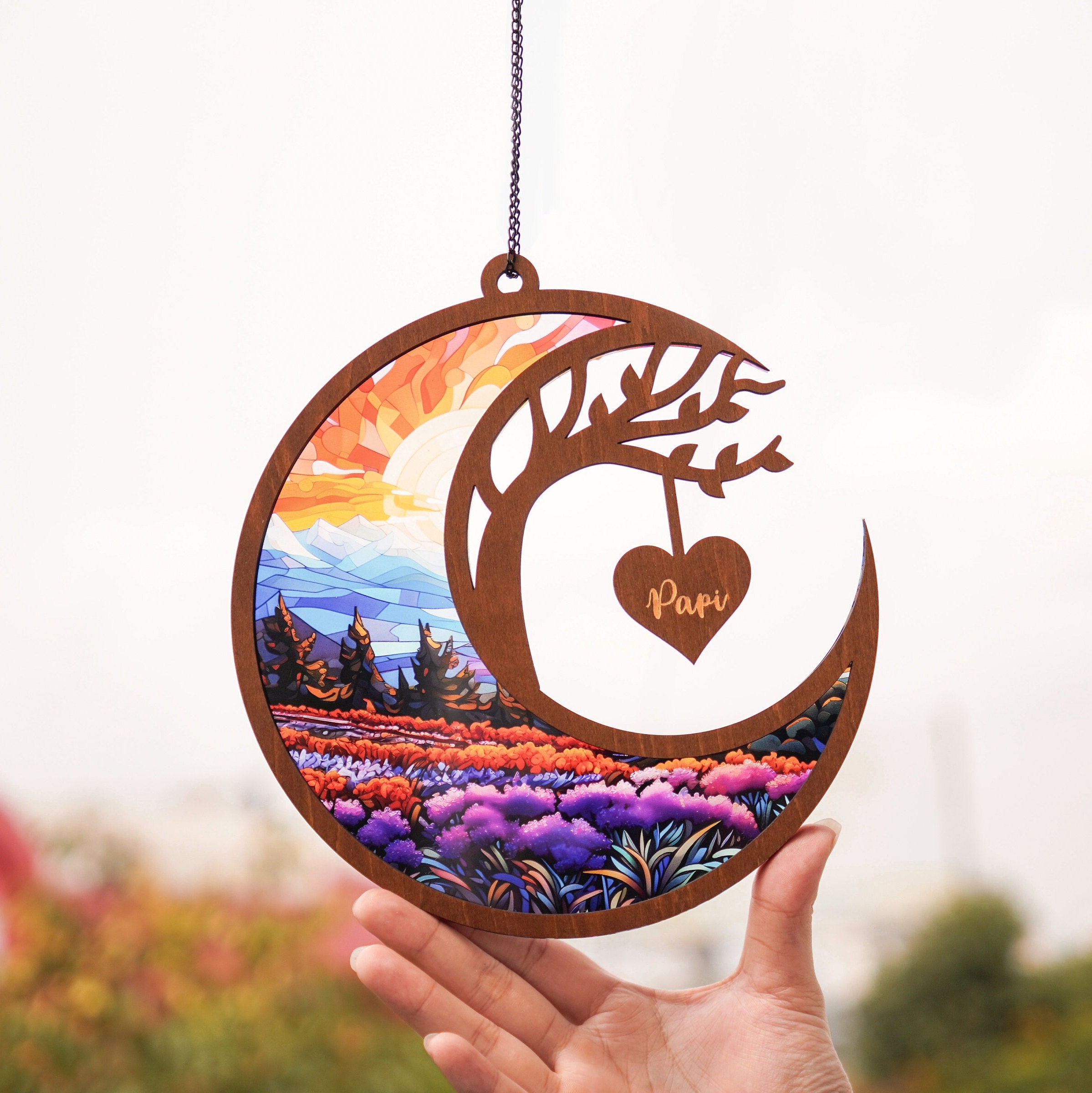 Acchiappasole Commemorativo In Acciaio Inox Con Cristallo, Regalo Di Simpatia Per Perdita Persona Cara, Con Incisione Laser