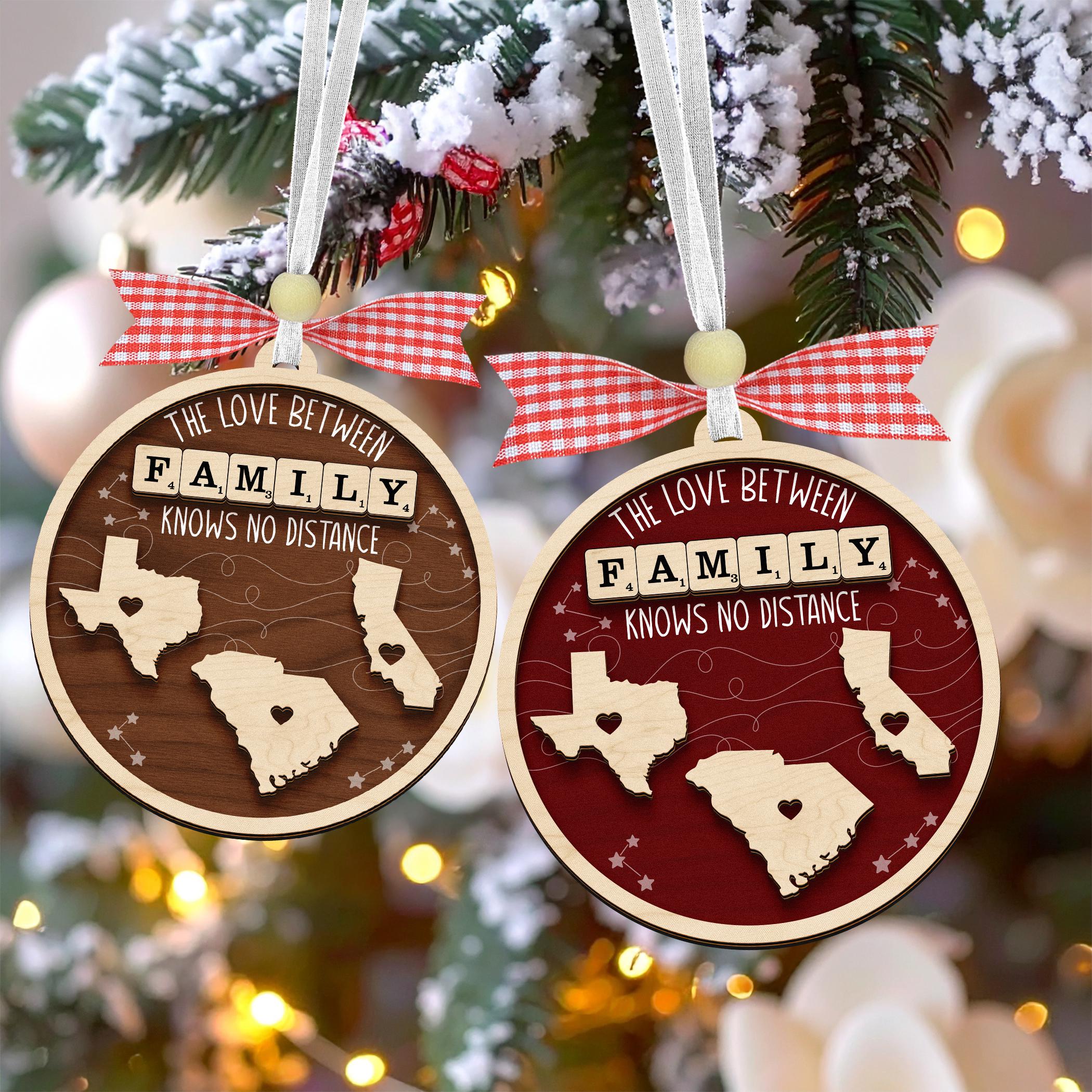 Personalized the Love Between Family Knows No Distance Ornament Wooden ...