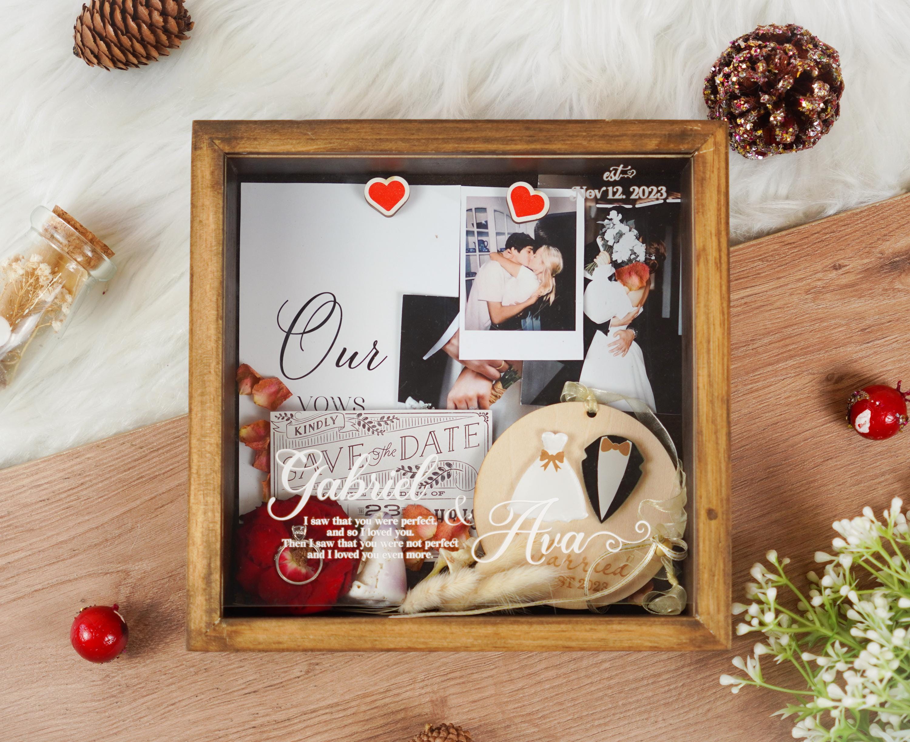 Personalize Weddings Shadow Box, Custom Couple Names and Date Personalize Weddings Shadow Box, Custom Couple Names and Date