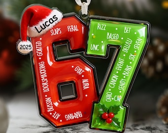 Funny Teen Slang Ornament 67, Custom Name Christmas Ornament for Teens, Gen Z Meme Ornament, Cool Boy Gift, 2025 Trend Ornament