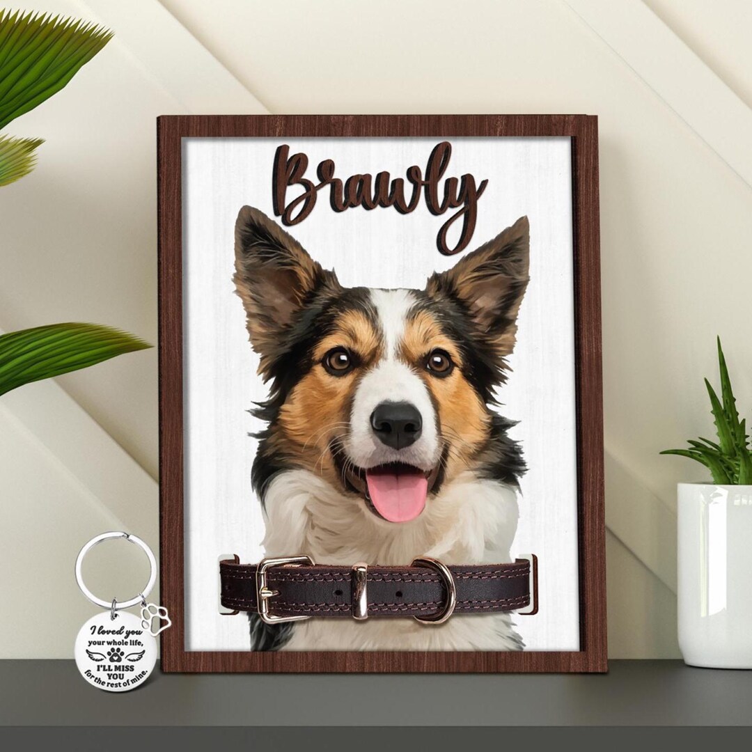 Custom Dog Memorial Photo Frame Collar Holder Sign Loss of Pets ...