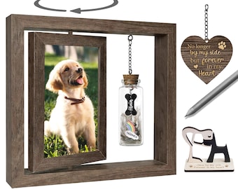 Marco giratorio conmemorativo para mascotas con tarro de pelo, recuerdo para la pérdida de una mascota, recuerdo para un perro, regalo para un amante de las mascotas, recuerdo para un gato, condolencia para una mascota