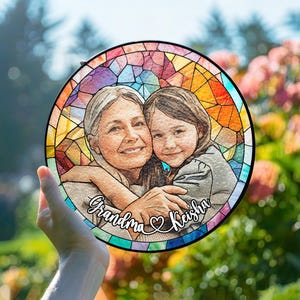 Custom Photo Portrait Stained Glass Suncatcher Gift for Mom,mum Gift ...