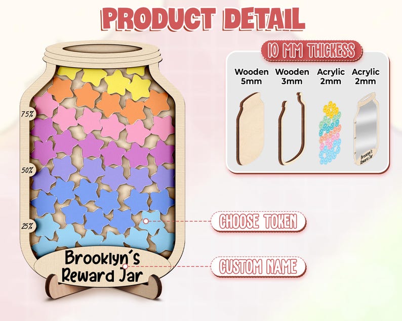 Magnetic Reward Jar With Tokens,reward System for Kids Behavior,star ...