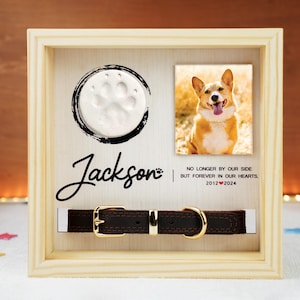 Dog Paw Print Frame Dog Collar Holder Shadow Box Loss Of Dog Gift Dog Cat Remembrance Pet Loss Memorial Sign Pet Sympathy Gift For Dog Lover