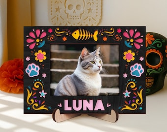 Pet Ofrenda Sign Cat Memorial Frame, Día de Muertos, Day Of The Dead Gift Mexican Pet Keepsake, Pet Memorial Nicho Altar Shrine