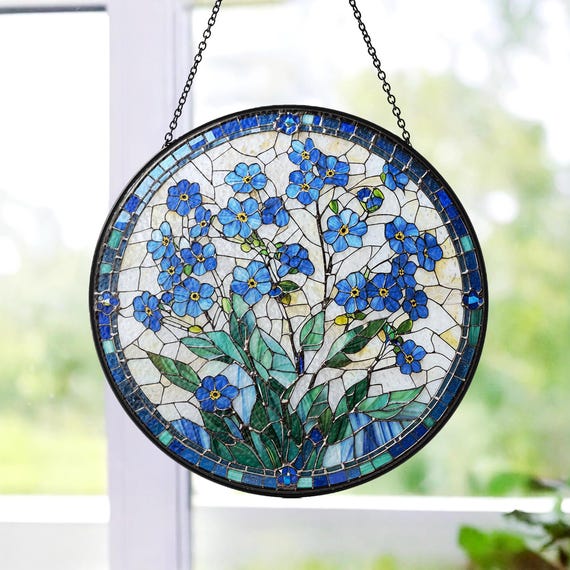 Forget-me-not Flowers Stained Glass Suncatcher,window Hanging