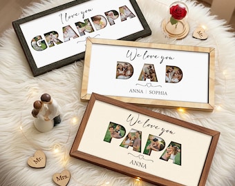Personalized Photo Frame for Grandpa, Father's Day Photo Frame, Grandpa We Love You, Photo Sign for Dad, Custom Grandkids Photo, Family Gift
