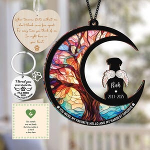 Acchiappasole commemorativo per cani, ornamento personalizzato per la perdita di un cane, portachiavi per lutto, biglietto di condoglianze, cane ponte arcobaleno, ricordo della scomparsa